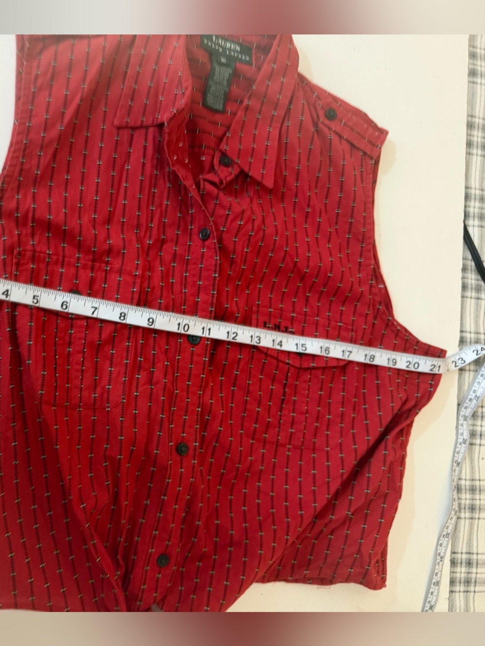 Lauren Ralph Lauren Red Vintage Button Front Printed Western Inspired Top 16 - Picture 15 of 16